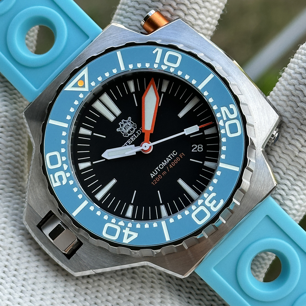STEELDIVE Official SD1969 Black Dial Turquoise Bezel 1200M Waterproof Automatic Dive Watch