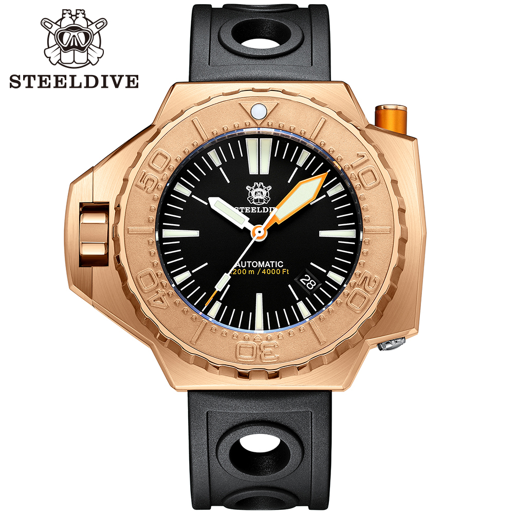 STEELDIVE Official SD1969S 56MM Oversize Solid Bronze Case Swiss Luminous 1200M Waterproof NH35 Automatic Proplof Mens Dive Watch