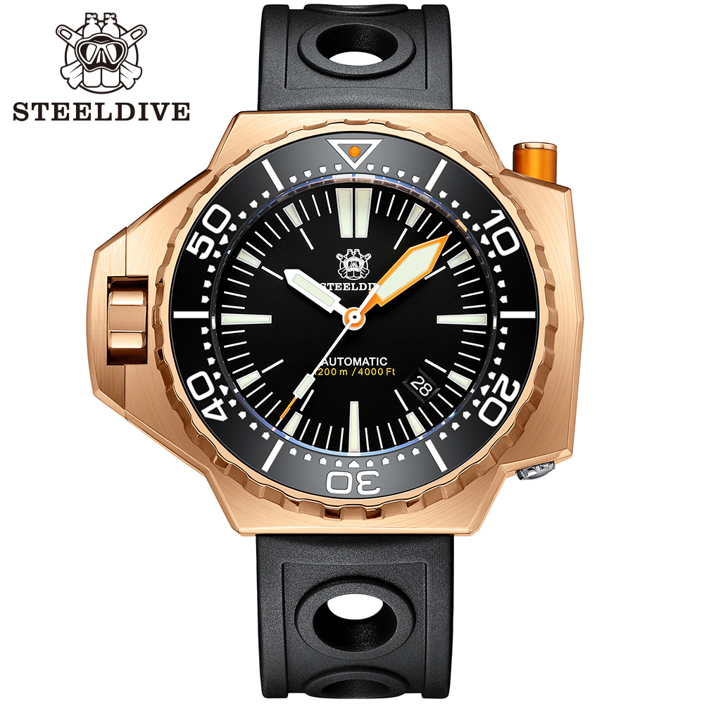 STEELDIVE Official SD1969S 56MM Oversize Solid Bronze Case Swiss Luminous 1200M Waterproof NH35 Automatic Proplof Mens Dive Watch