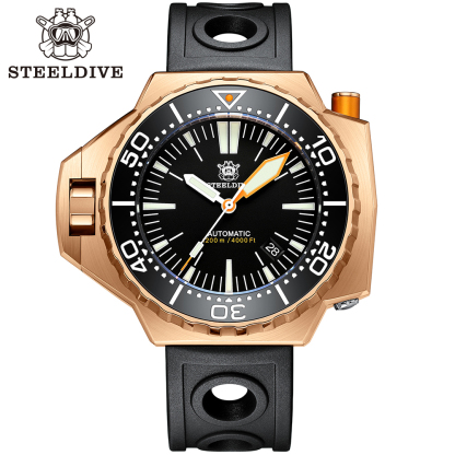 STEELDIVE Official SD1969S 56MM Oversize Solid Bronze Case Swiss Luminous 1200M Waterproof NH35 Automatic Proplof Mens Dive Watch