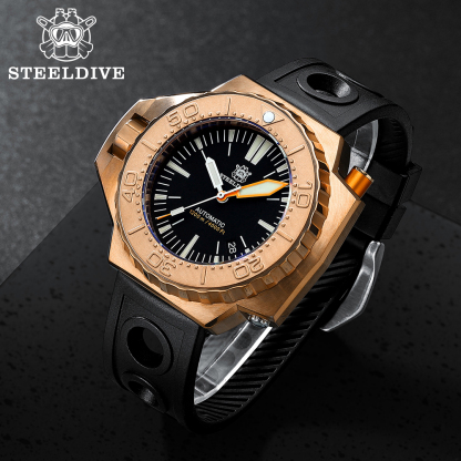 STEELDIVE Official SD1969S 56MM Oversize Solid Bronze Case Swiss Luminous 1200M Waterproof NH35 Automatic Proplof Mens Dive Watch