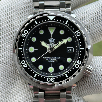 STEELDIVE Official SD1975K Japan NH35 Black Tuna Watch on Tank Bracelet