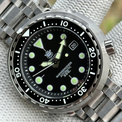 STEELDIVE Official SD1975K Japan NH35 Black Tuna Watch on Tank Bracelet