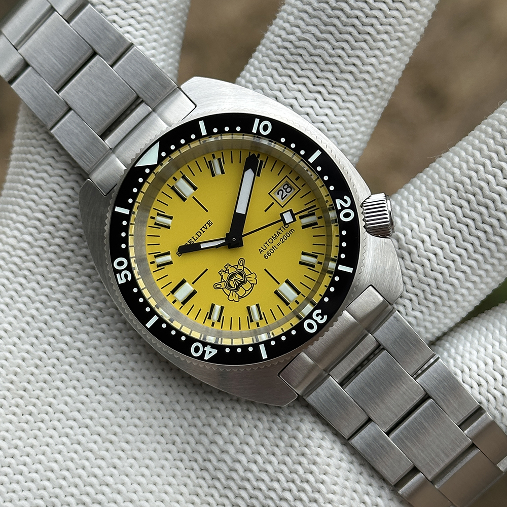 STEELDIVE Official SD1977T Yellow Slim Turtle Watch