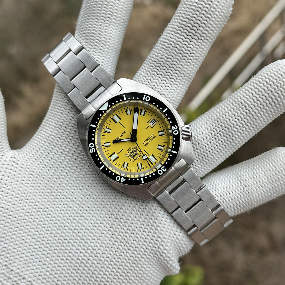 STEELDIVE Official SD1977T Yellow Slim Turtle Watch