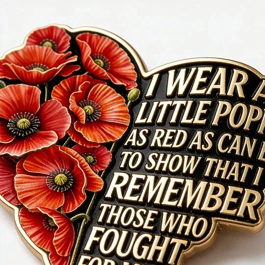Memorial Day Heart Poppy Enamel Pin