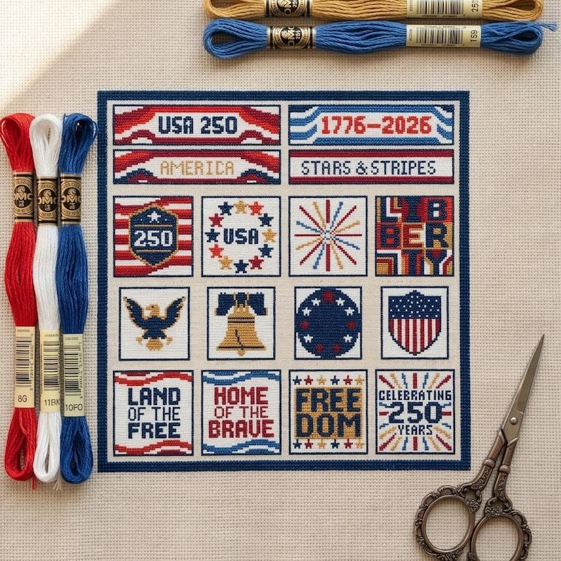 Celebrating America 250 Cross Stitch Diy Kit