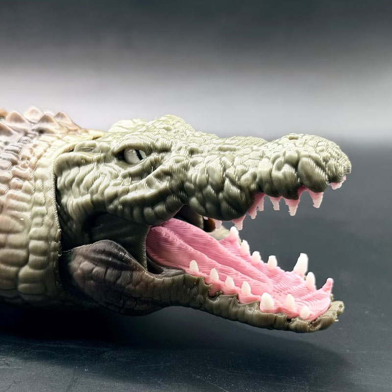3D Printed Realistic Articulating Saltwater Crocodile with Opening Mouth
