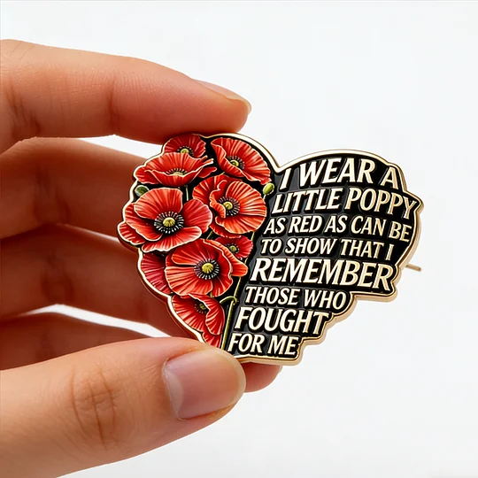 Memorial Day Heart Poppy Enamel Pin