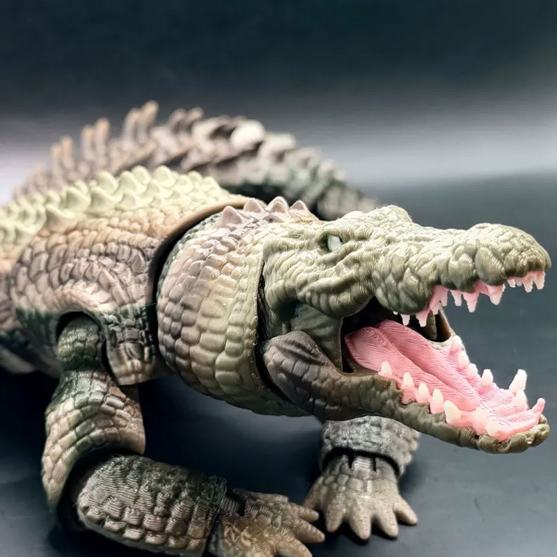 3D Printed Realistic Articulating Saltwater Crocodile with Opening Mouth