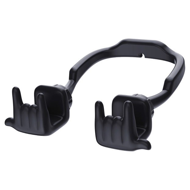 Rock On Phone Stand Black-Gesture‑shaped phone stand | Creative desktop accessory