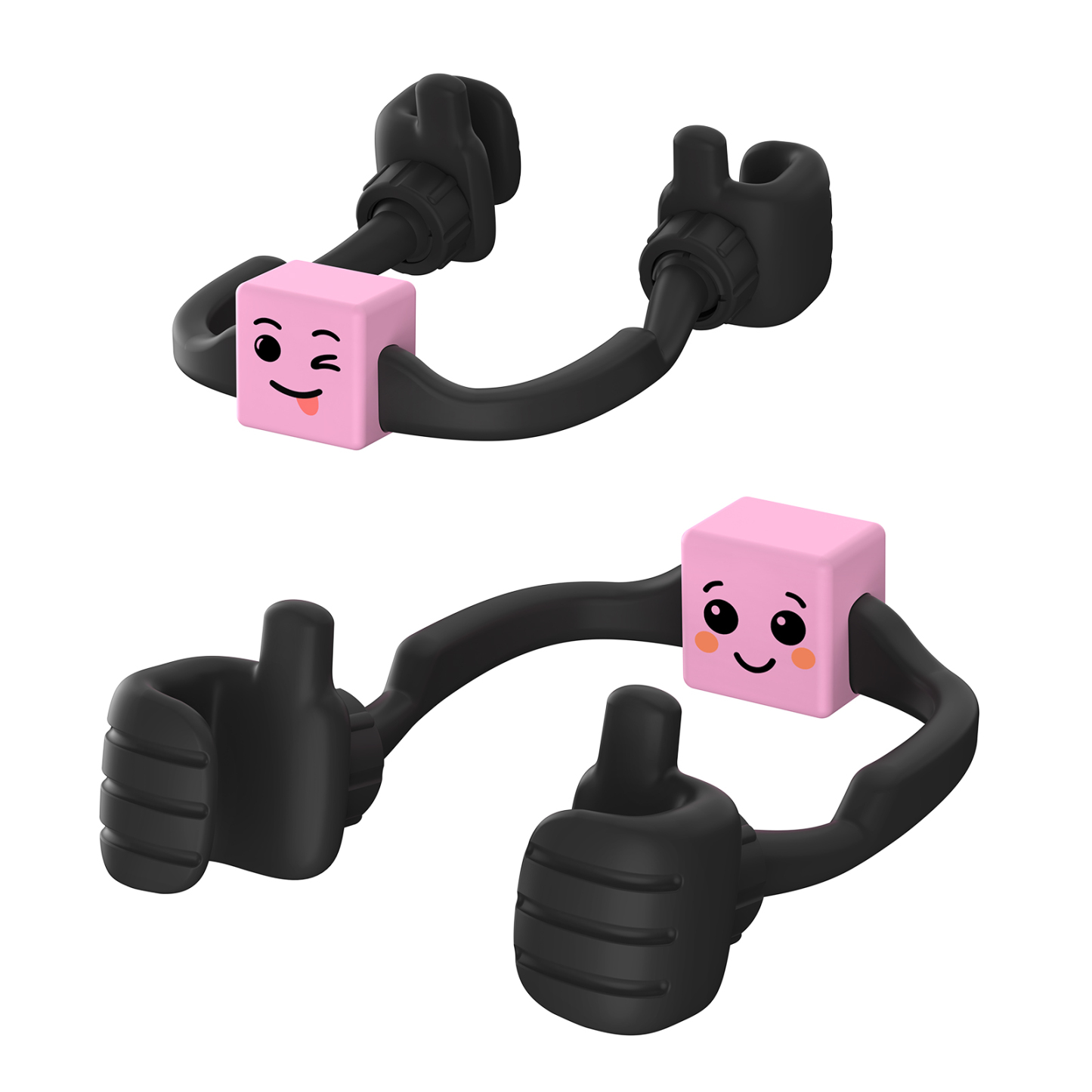 Caldever black phone stand with SASSY & SNAPPY & LITTLE SHY Mood Cube-pink