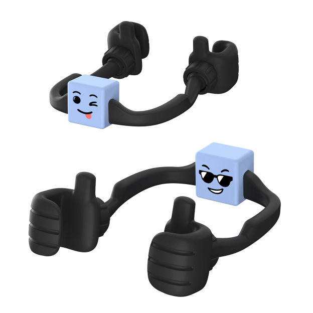 Caldever black phone stand with STAY COOL & SASSY & SNAPPY Mood Cube-blue