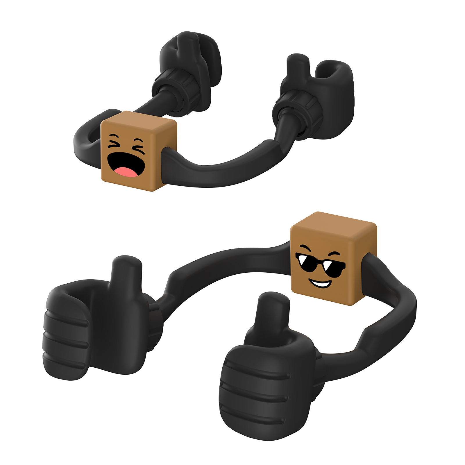 Caldever black phone stand with STAY COOL & LET THE JOY BURST Mood Cube-brown