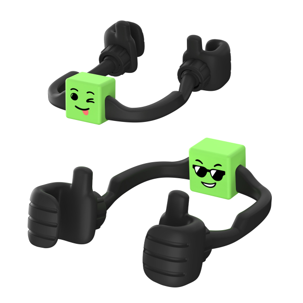 Mood Cube Green-Gesture‑shaped phone stand | Creative desktop accessory