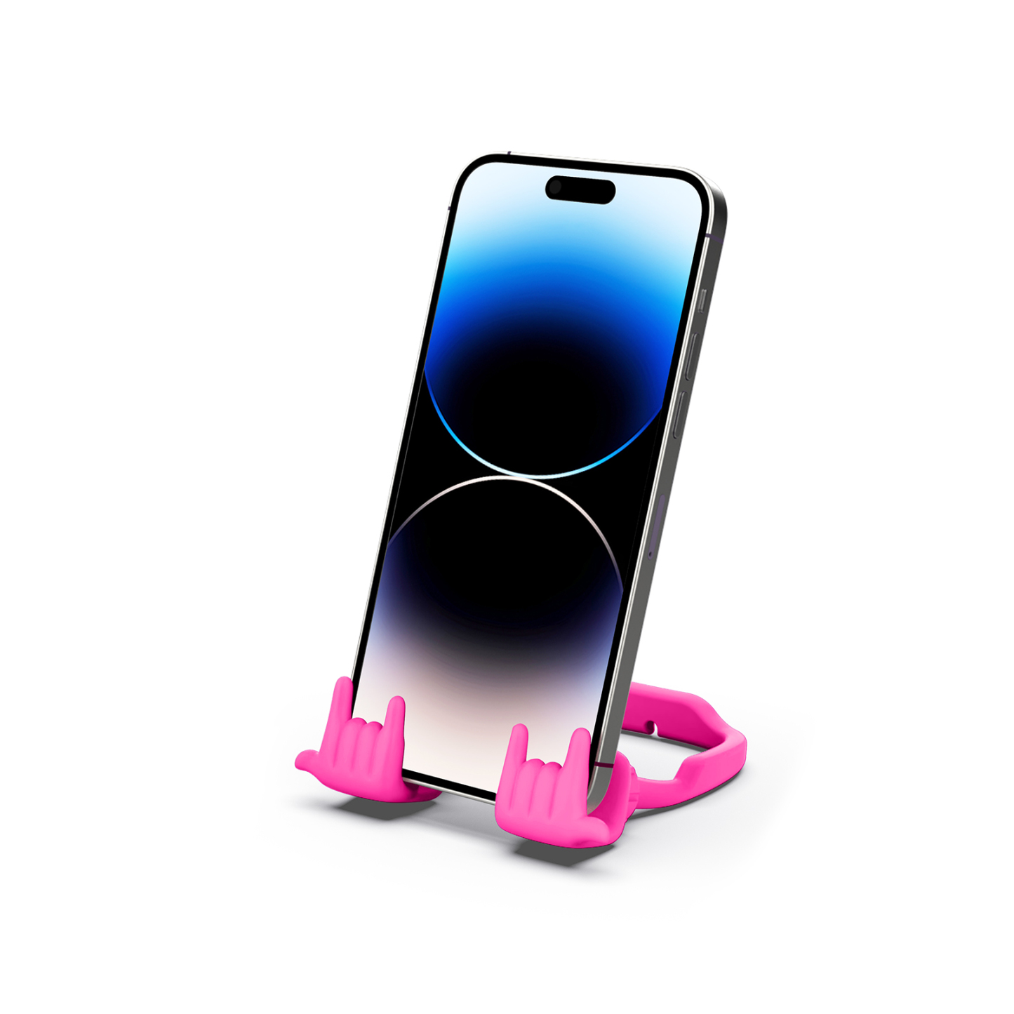 Rock On Phone Stand Hot Pink-Gesture‑shaped phone stand | Creative desktop accessory