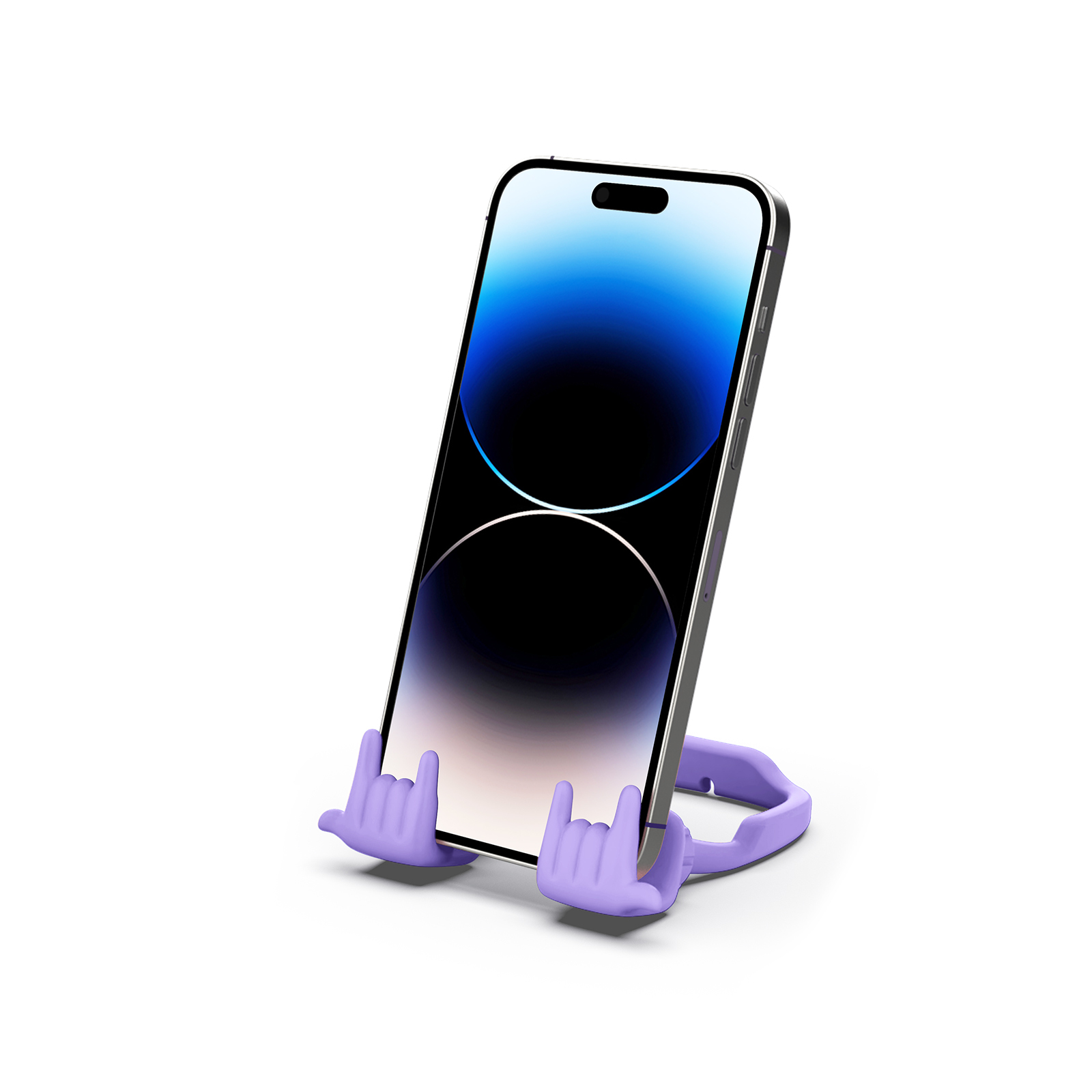 Rock On Phone Stand Purple-Gesture‑shaped phone stand | Creative desktop accessory