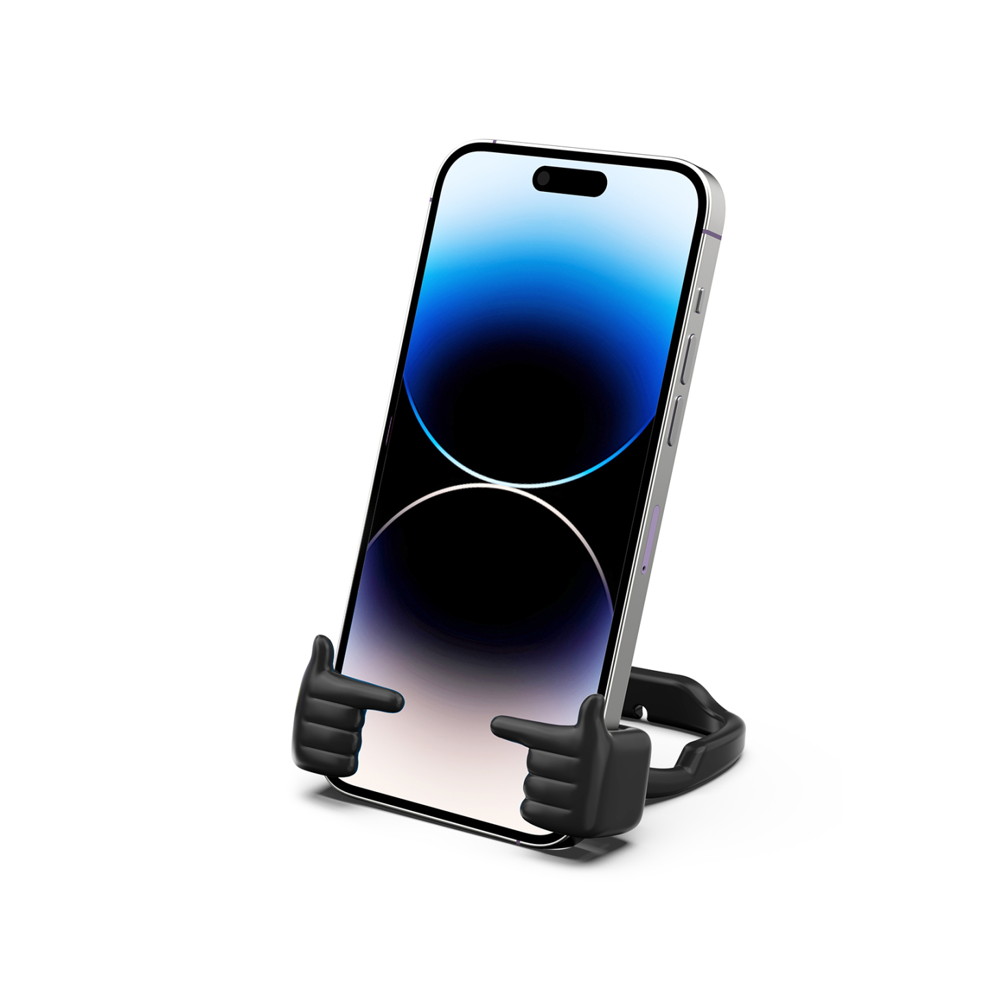 Shy Pop Phone Stand Black-Gesture‑shaped phone stand | Creative desktop accessory