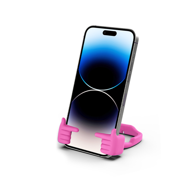 Shy Pop Phone Stand Hot Pink-Gesture‑shaped phone stand | Creative desktop accessory