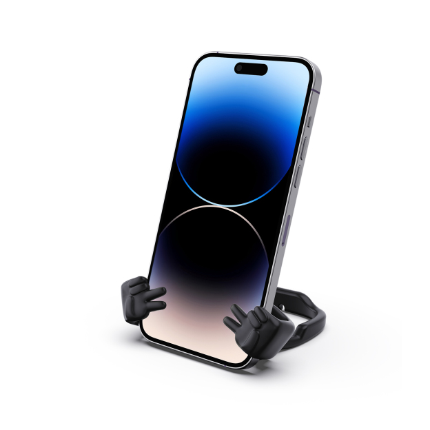 Yeah Vibe Phone Stand Black-Gesture‑shaped phone stand | Creative desktop accessory