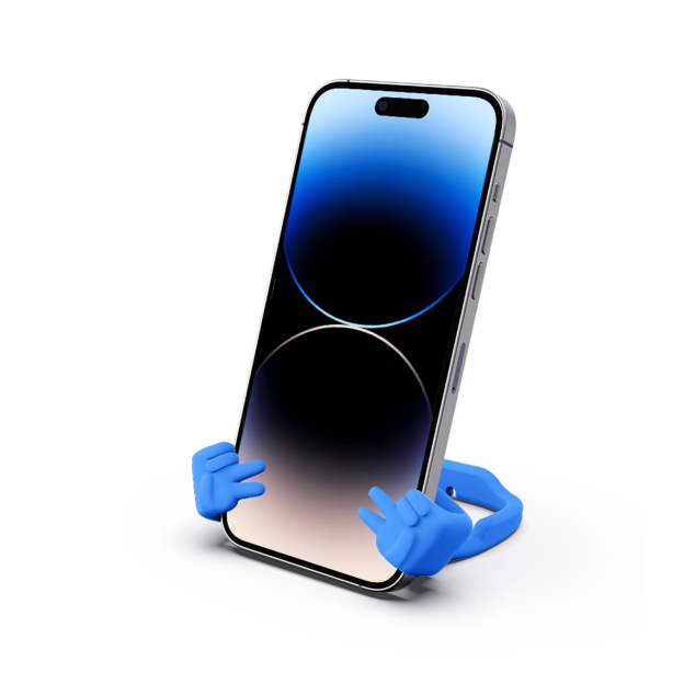 Yeah Vibe Phone Stand Blue-Gesture‑shaped phone stand | Creative desktop accessory