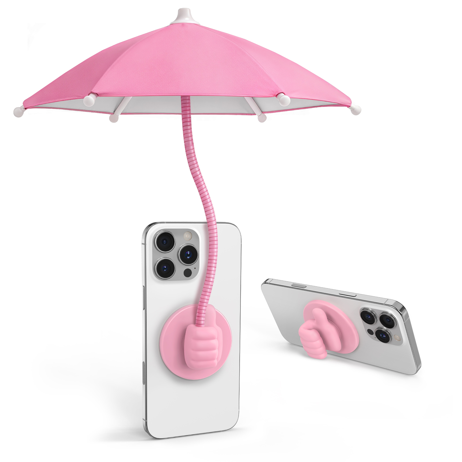 Thumbs Up Phone Umbrella Pink