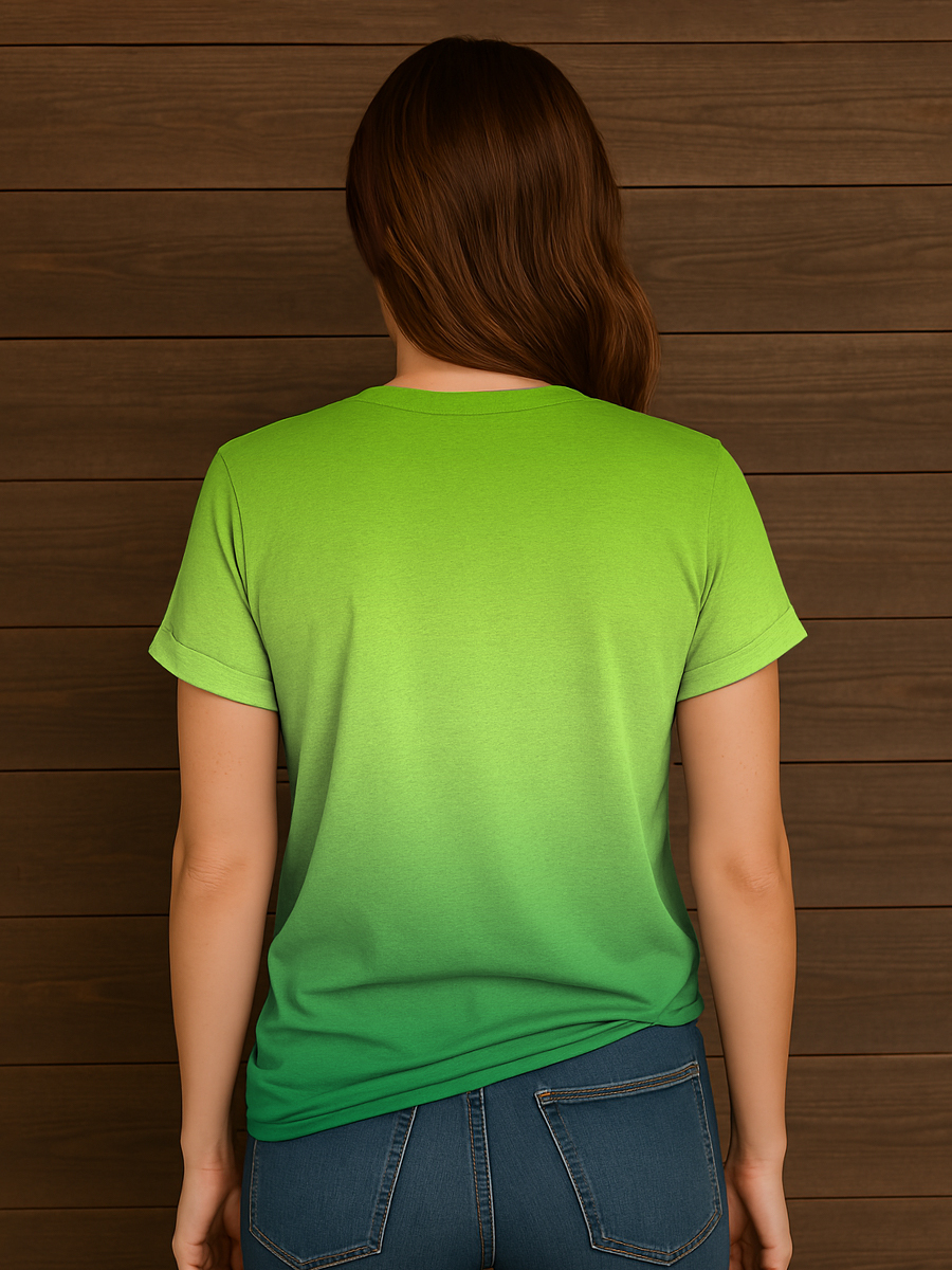 Women's Just Breathe Mental Health Matter Gradient Print V-Neck Tee