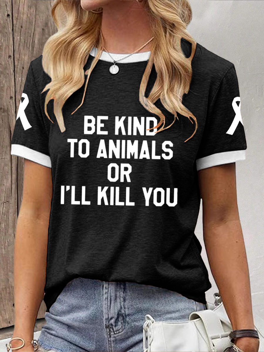 Women's be kind to animals or I'll kill you T-shirt-1