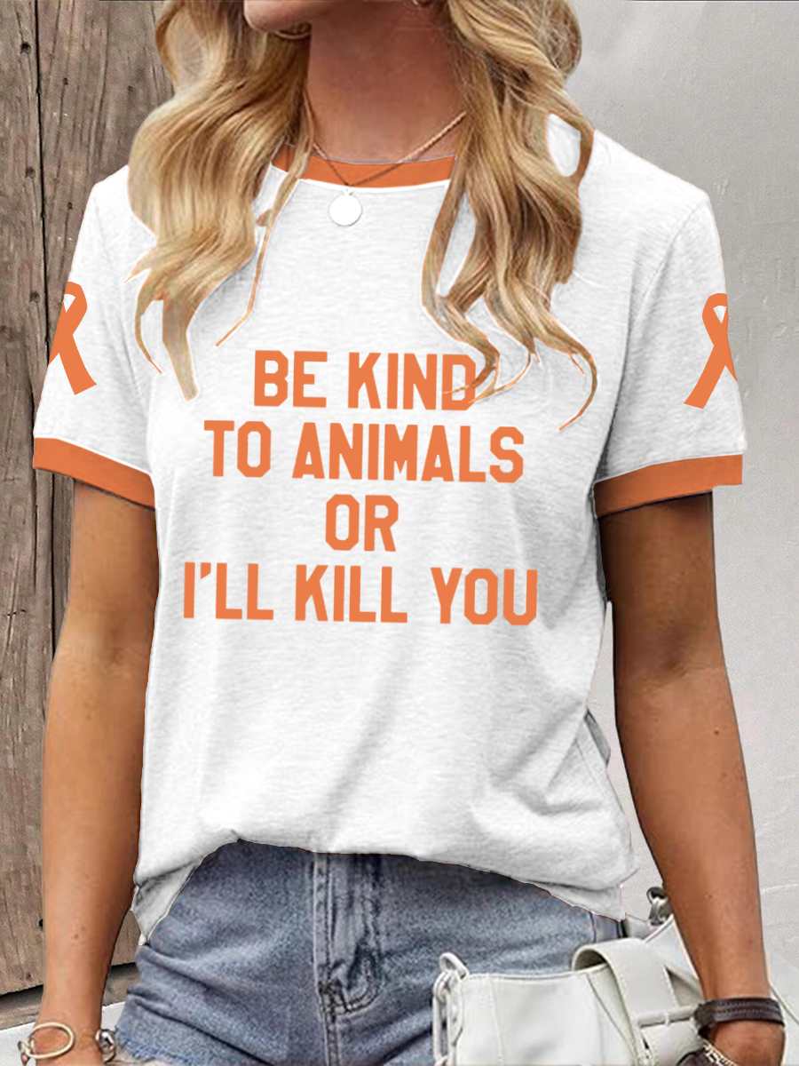 Women's be kind to animals or I'll kill you T-shirt-1