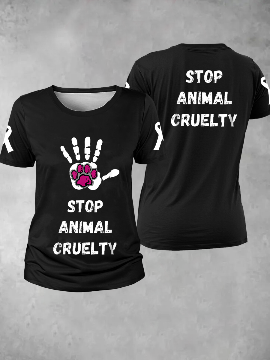 Women's stop animal cruelty T-shirt