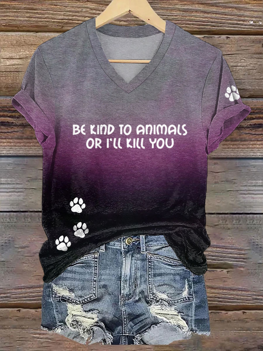 Women's be kind to animals or I'll kill you V-neck T-shirt