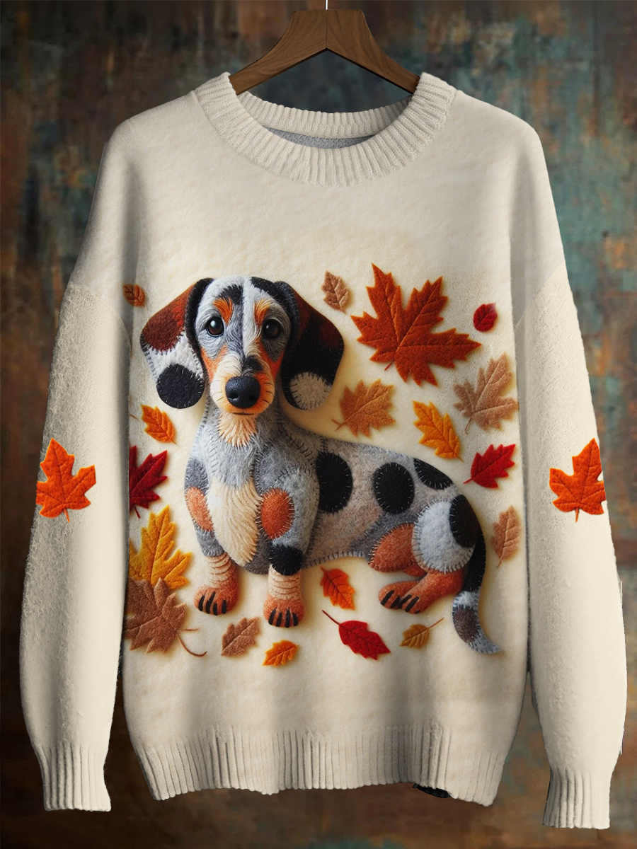 Dachshund Maple Leaf Imitation Sweater
