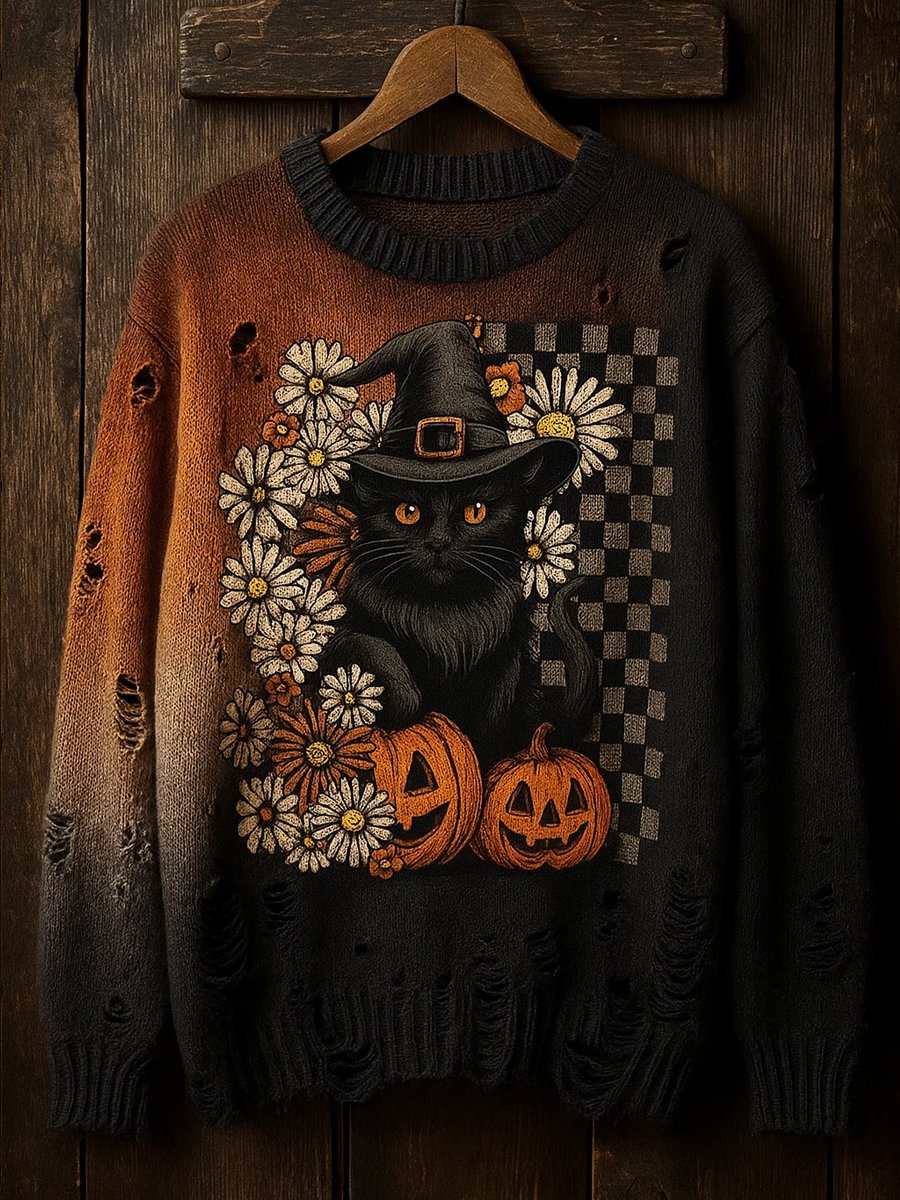 Vintage Abstract Animal Print Casual Sweater