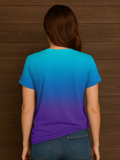Women's Just Breathe Mental Health Matter Gradient Print V-Neck Tee