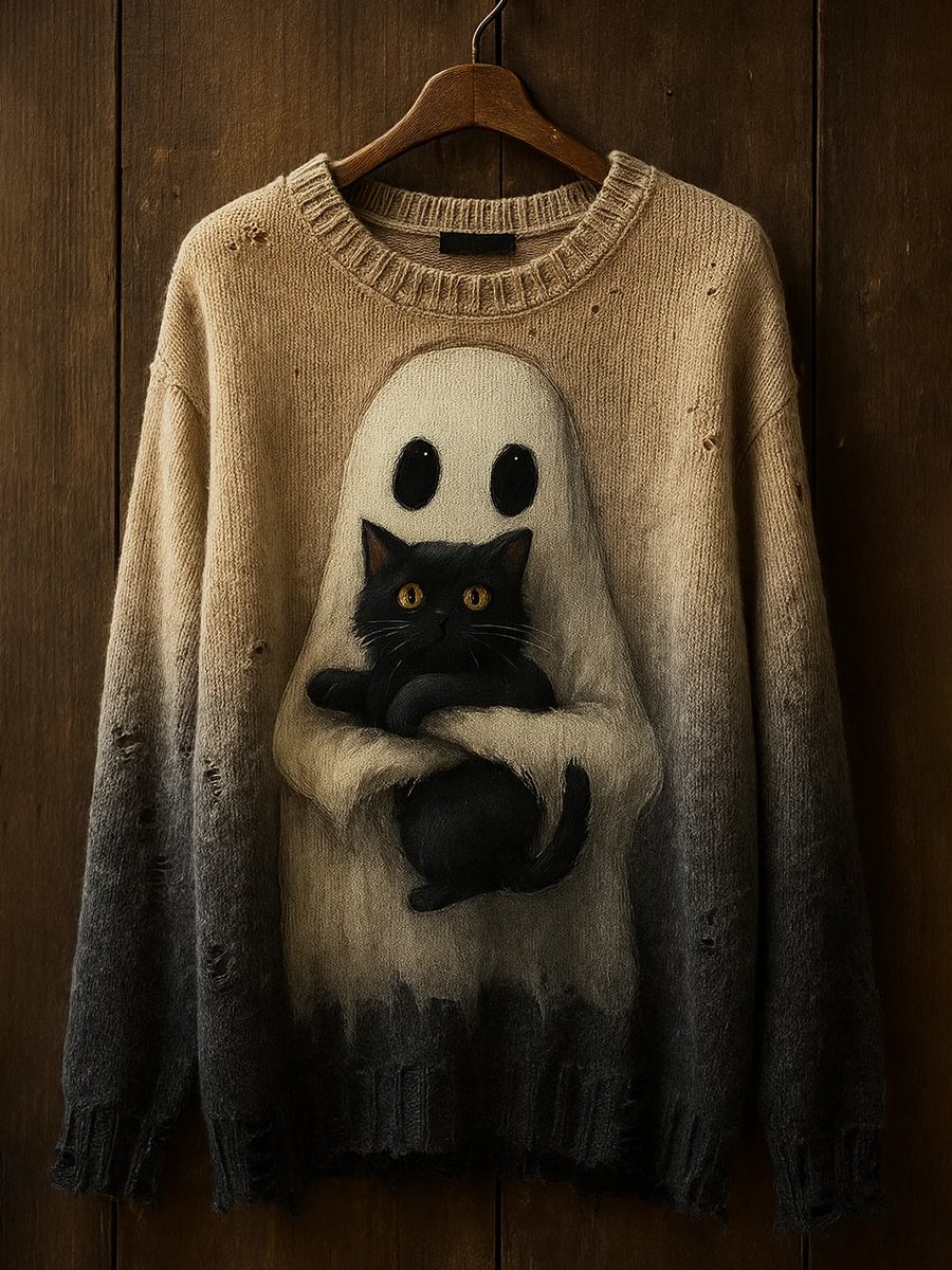 Vintage Abstract Animal Print Casual Sweater