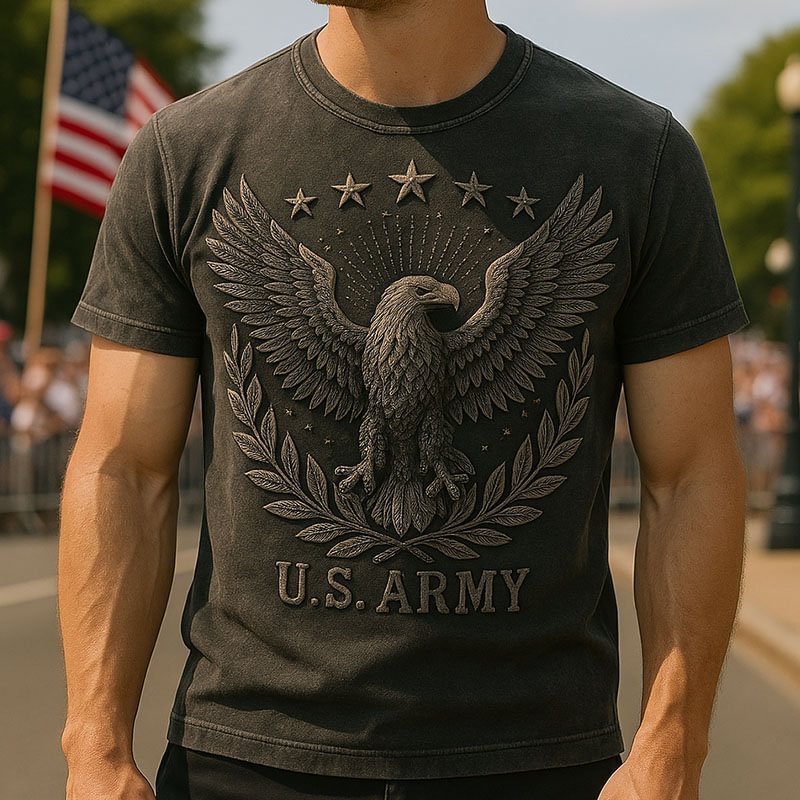 US Navy Animal Embroidered Print T-shirt