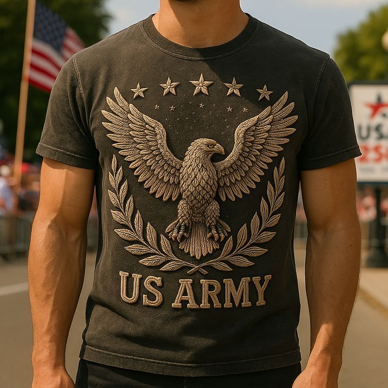 US Navy Animal Embroidered Print T-shirt