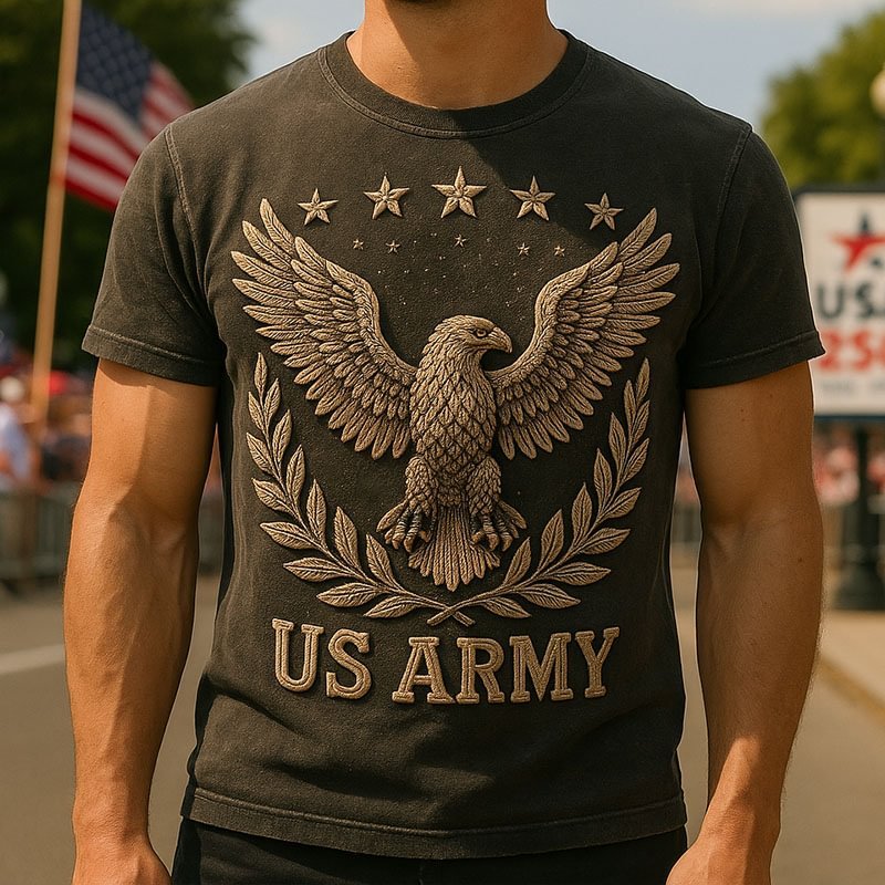 US Navy Animal Embroidered Print T-shirt