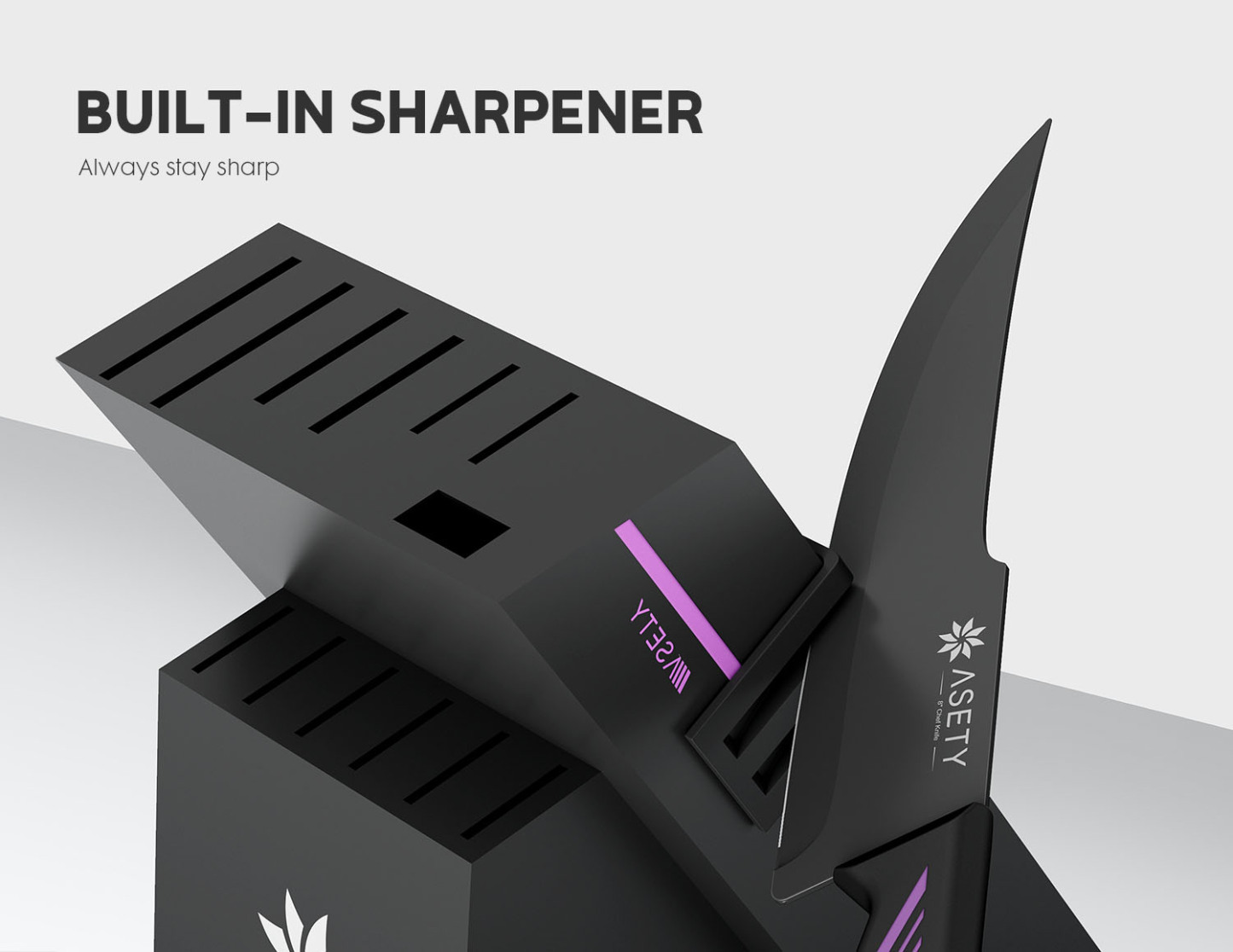 Kitchen Knife Set with Block 15PCS - Purple Technology -