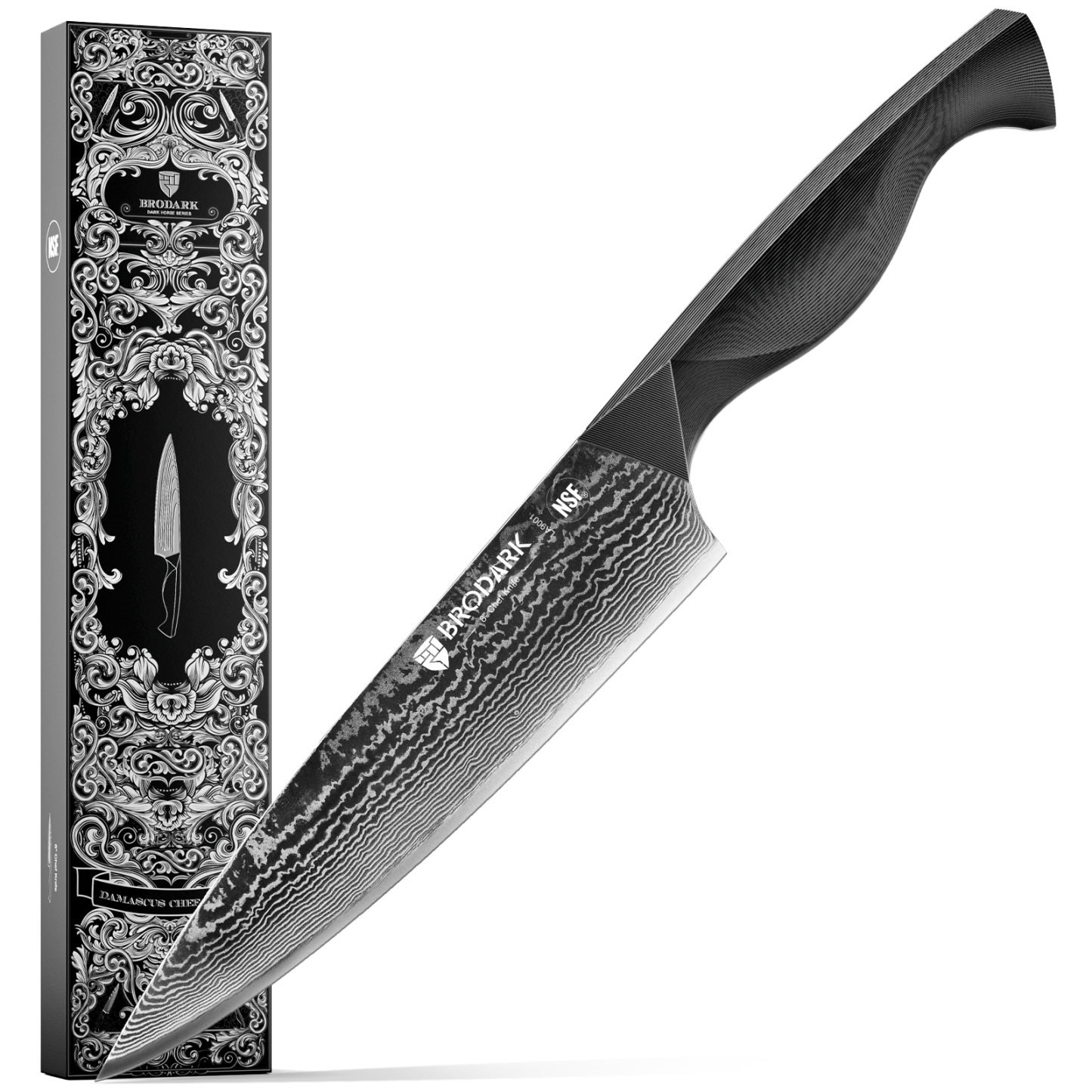 Damascus Chef Knife - Dark Horse Series - Brodark
