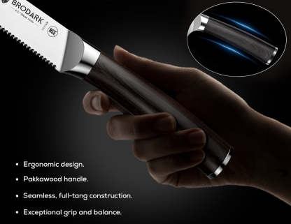 Steak Knives Set of 6 - Wooden Handle - Brodark