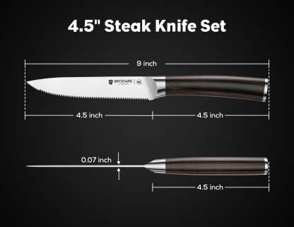 Steak Knives Set of 6 - Wooden Handle - Brodark