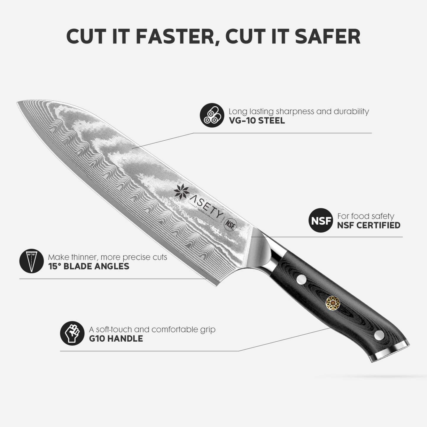 Damascus Knife Set 3PCS - Tang G10 - asetyhome