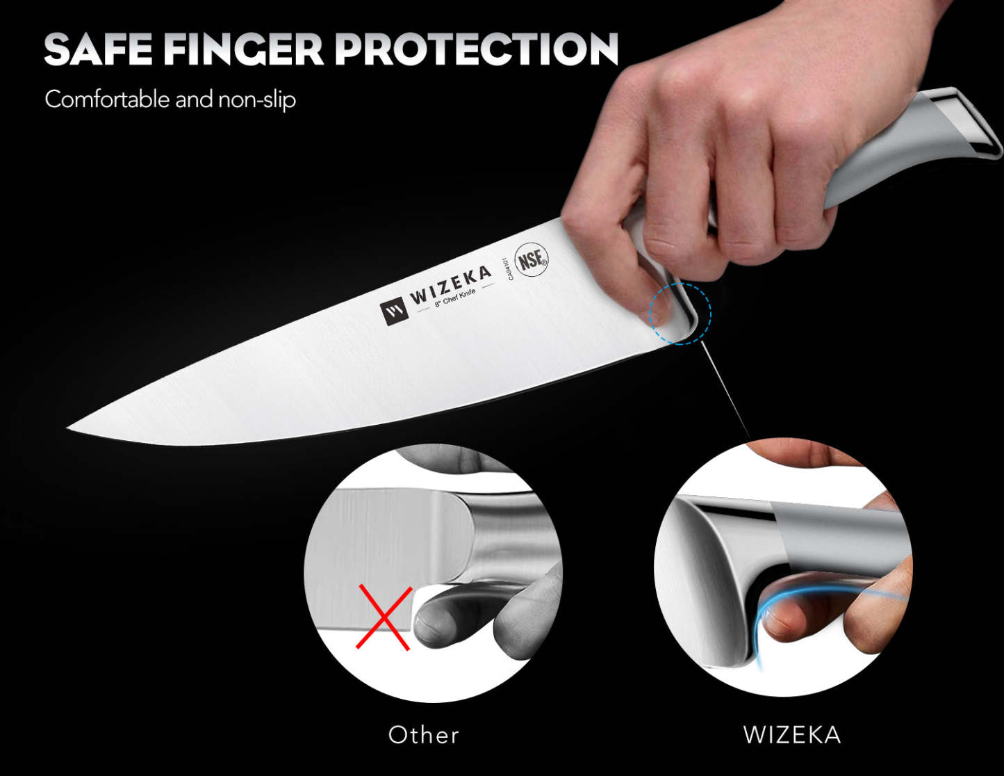 Kitchen Knife Set with Block 15PCS - Silver Wings Series - wizeka