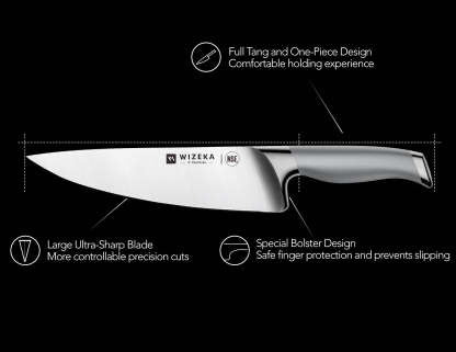 Kitchen Knife Set with Block 15PCS - Silver Wings Series - wizeka