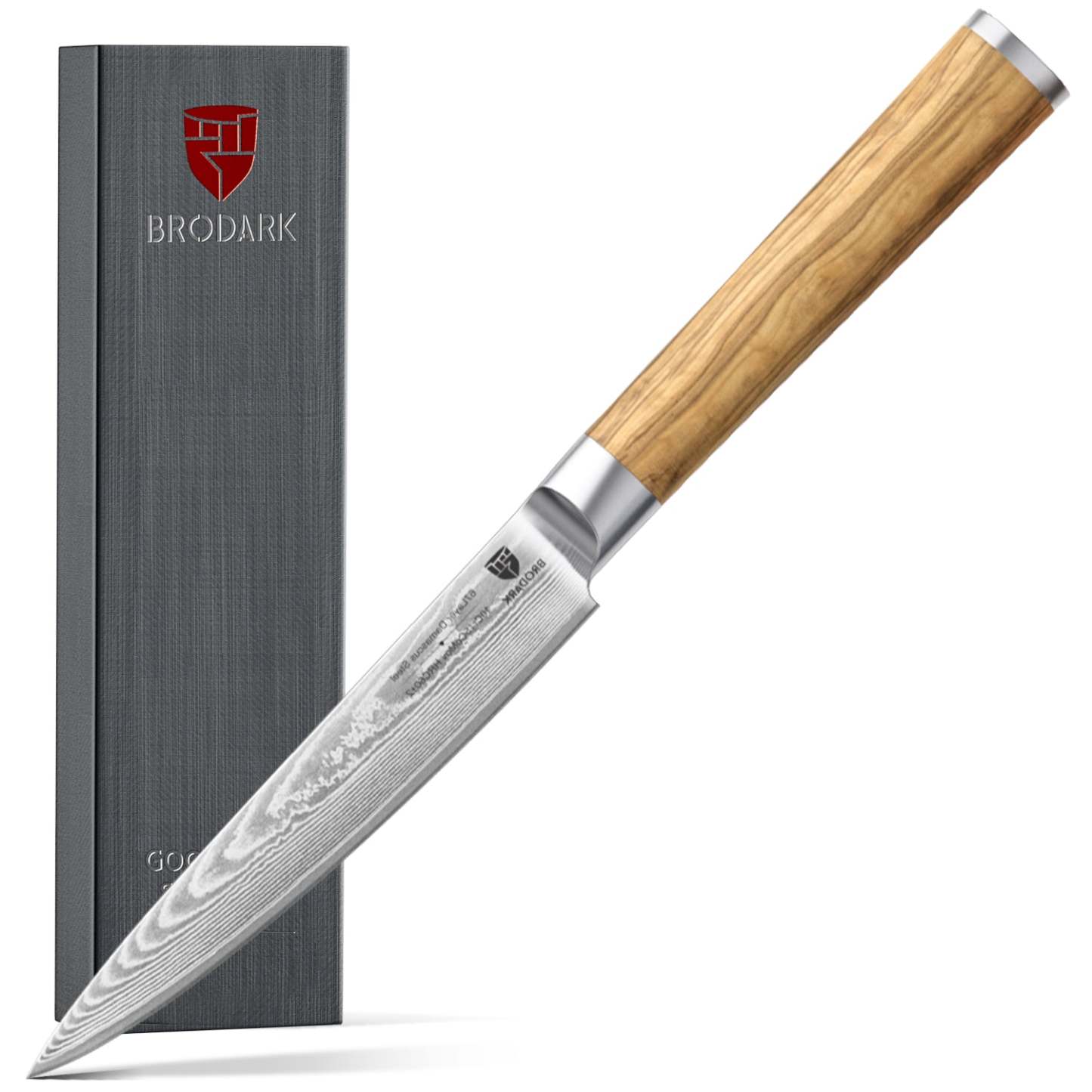Damascus Paring Knife - Wooden Handle - Brodark