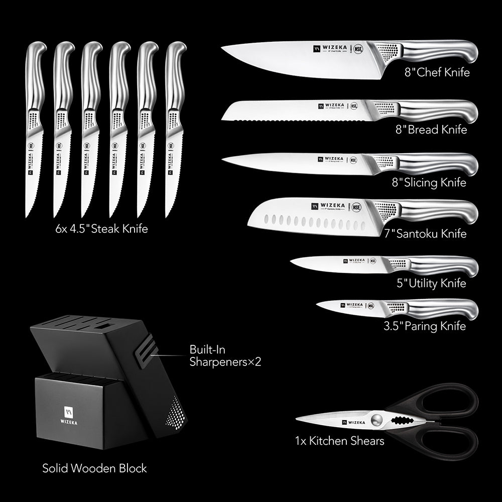 Kitchen Knife Set with Block 15PCS - Starry Sky Series - wizeka