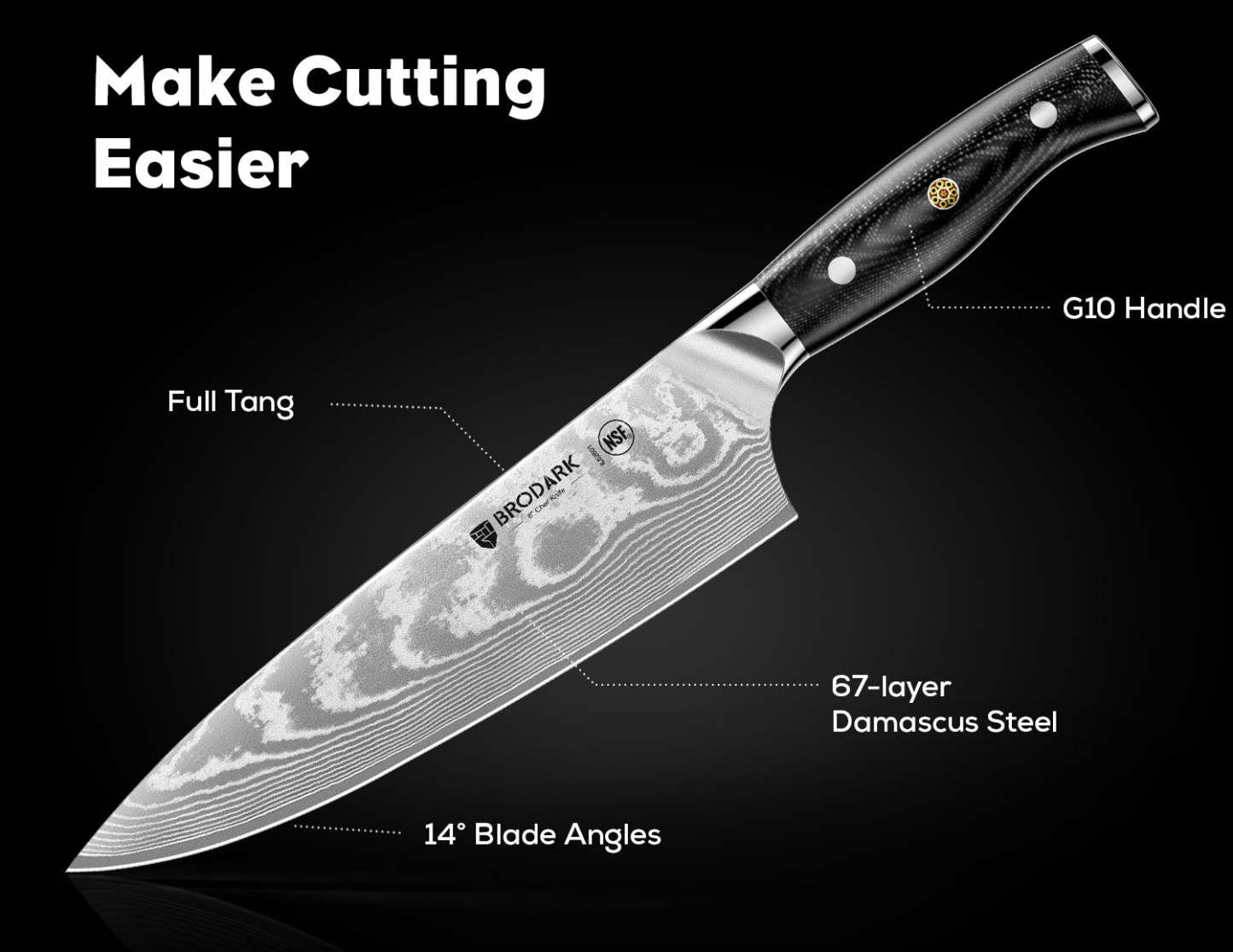 Damascus Chef Knife Set 3PCS - Brodark