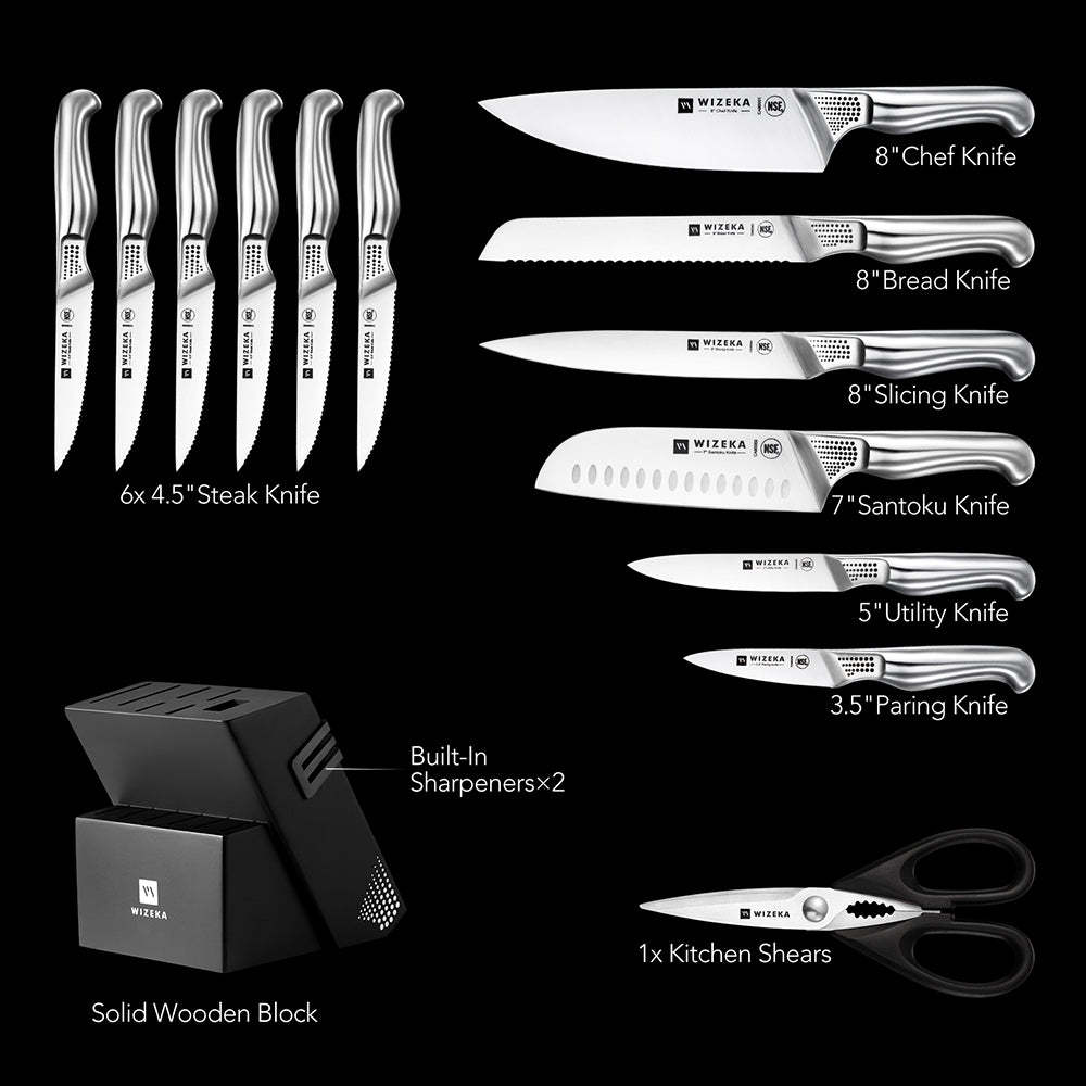 Kitchen Knife Set with Block 15PCS - Starry Sky Series - wizeka