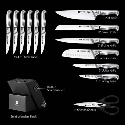 Kitchen Knife Set with Block 15PCS - Starry Sky Series - wizeka